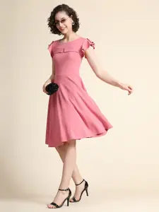 BAESD Flutter Sleeves Fit & Flare Dress