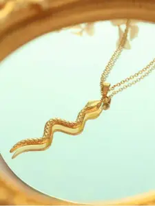 MYKI Gold-plated Stainless Steel Snake Pendant With Chain