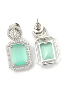 Mirana Rhodium Plated Contemporary American Diamond Studded Drop Earrings