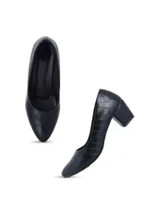 Style Shoes Pointed Toe Textured Work Block Pumps