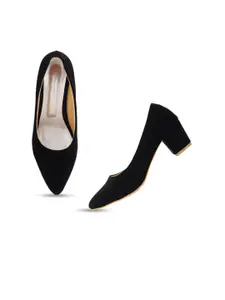 Style Shoes Pointed Toe Suede Work Block Pumps