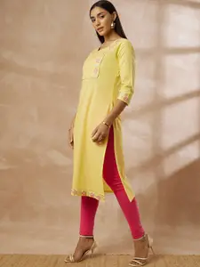 all about you Floral Embellished Gotta Patti Pure Cotton Kurta