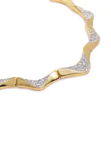 Estele Gold & Rhodium Plated Geometric Designer Necklace Set with Crystals