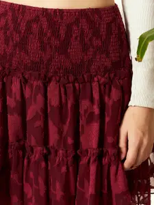 Berrylush Floral Printed High Rise Mini Tiered Skirt