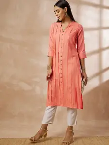 all about you Mandarin Collar Pleated Straight Kurta