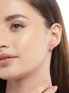 Zavya Rose Gold-Plated CZ Studded Sterling Silver Contemporary Studs Earrings