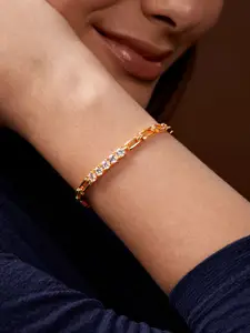 MINUTIAE Brass Crystals Rose Gold-Plated Link Bracelet