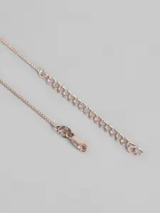 Zavya Women Rose Gold-Plated CZ Studded Sterling Silver Necklace with Earrings