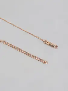 Zavya Women Rose Gold-Plated CZ Studded Sterling Silver Necklace with Earrings