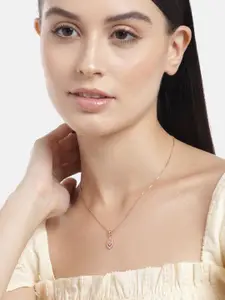 Zavya Women Rose Gold-Plated CZ Studded Sterling Silver Pendant Necklace