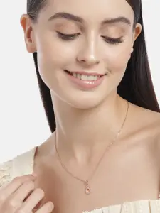 Zavya Women Rose Gold-Plated CZ Studded Sterling Silver Pendant Necklace