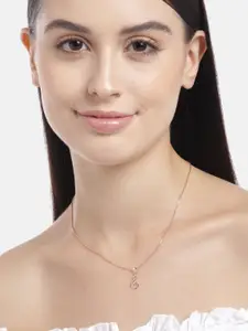 Zavya Women Rose Gold-Plated CZ Studded Sterling Silver Pendant with Chain