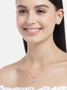Zavya Women Rose Gold-Plated CZ Studded Sterling Silver Pendant Necklace