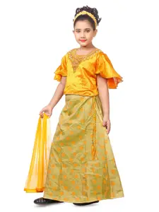 BAESD Girls Embellished Ready to Wear Lehenga & Blouse With Dupatta