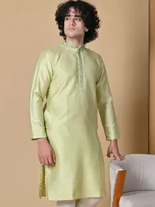 MAAHI FABS Ethnic Motifs Woven Design Thread Work Straight  Kurta