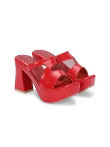 CLOG LONDON Open Toe Textured Block Heels