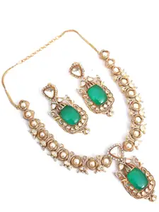 Mirana Gold Plated & Kundan Studded Necklace & Earrings Set