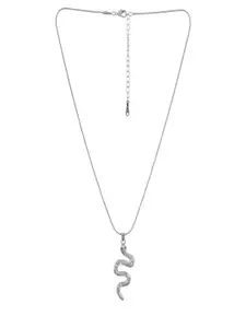 UNIVERSITY TRENDZ Silver-Plated Snake Pendant Chunky Chain