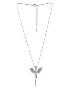 UNIVERSITY TRENDZ Silver-Plated Crystal Angel Pendant Chain
