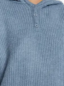 Trendyol Ribbed Hooded Pullover Sweater