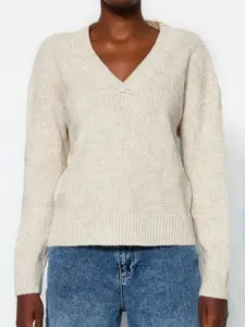 Trendyol Self Design V-Neck Pullover
