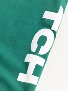 Snitch Green Typography Printed Cotton T-shirt