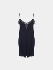 Trendyol Self Design Laced Strappy Nightdress