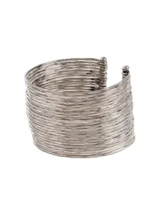 TEEJH Women Oxidised Silver-Plated Cuff Bracelet