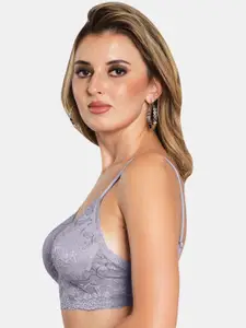 Sonari Floral Lace Medium Coverage Lightly Padded Bralette Bra With All Day Comfort