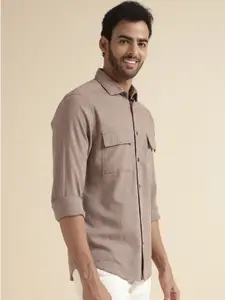 Andamen Spread Collar Premium Slim Fit Opaque Cotton Casual Shirt