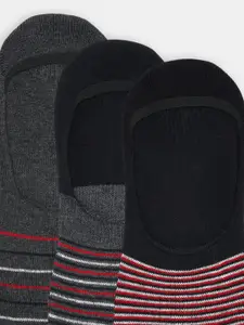 Ajile by Pantaloons Men Pack Of 3 Striped No-Show Shoe Liner Socks