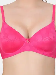 Amour Secret Black & Coral Polka Dot Bra Full Coverage Lightly Padded