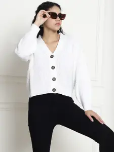 NoBarr Ribbed Acrylic Cardigan Sweater