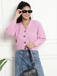 NoBarr Cable Knit Acrylic Crop Cardigan Sweater