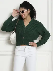 NoBarr Ribbed Acrylic Cardigan Sweater