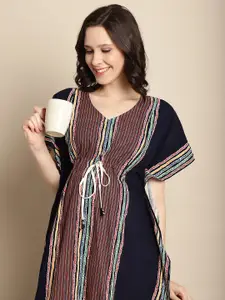 Secret Wish Striped Maternity Maxi Kaftan Nightdress