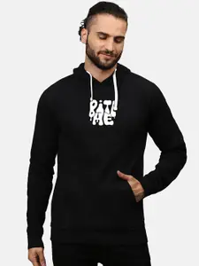 Campus Sutra Typography Printed Hooded Cotton Sweatshirt