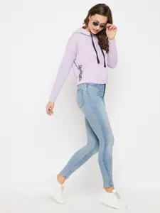 DressBerry Women Purple Hooded Sweatshirt