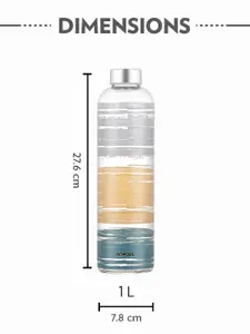 BOROSIL Artisan Glance Transparent Printed Borosilicate Glass Water Bottle 1L