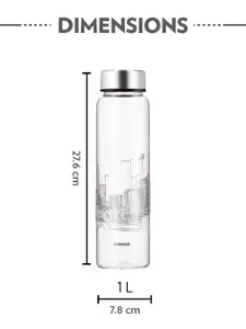 BOROSIL Roma Transparent Borosilicate Glass Bottle 1L