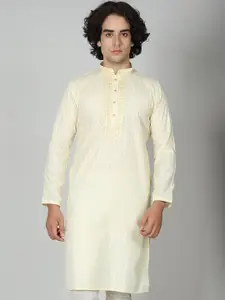 MAAHI FABS Embroidered Mandarin Collar Cotton Straight Kurta