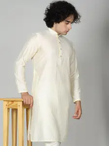 MAAHI FABS Ethnic Motifs Embroidered Mandarin Collar Sequins Detail Straight Kurta