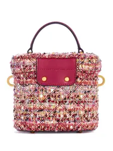 GUESS Woven Design Structured Satchel with Quilted Detail