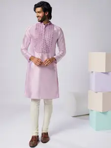 KISAH Geometric Yoke Design Thread Work Straight Kurta