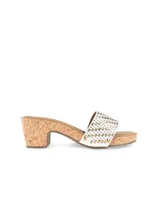 Rocia Textured Open Toe Block Heels