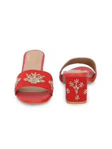 House of Pataudi Embellished Block Heels