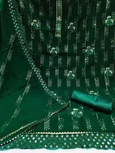 KALINI Embroidered Sequinned Silk Georgette Unstitched Dress Material