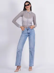 SIGHTBOMB Sheer Net Shirt Style Top