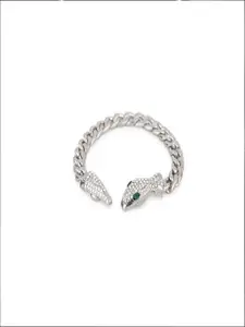 Bold by Priyaasi Men Silver-Plated American Diamond Snake Design Link Bracelet