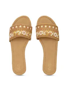 PANAHI Embroidered Open Toe Flats
